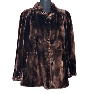 Vintage Faux? Fur Coat Chocolate Brown Mid Length Glam Jacket Med/Large MCM